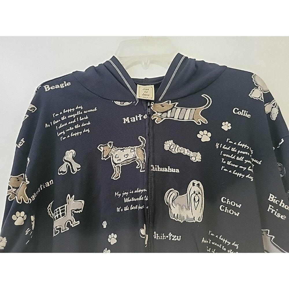 Jess and Jane Dog Town Hooded Sweatshirt Full Zip Rhinestone Black 3X - Picture 2 of 8